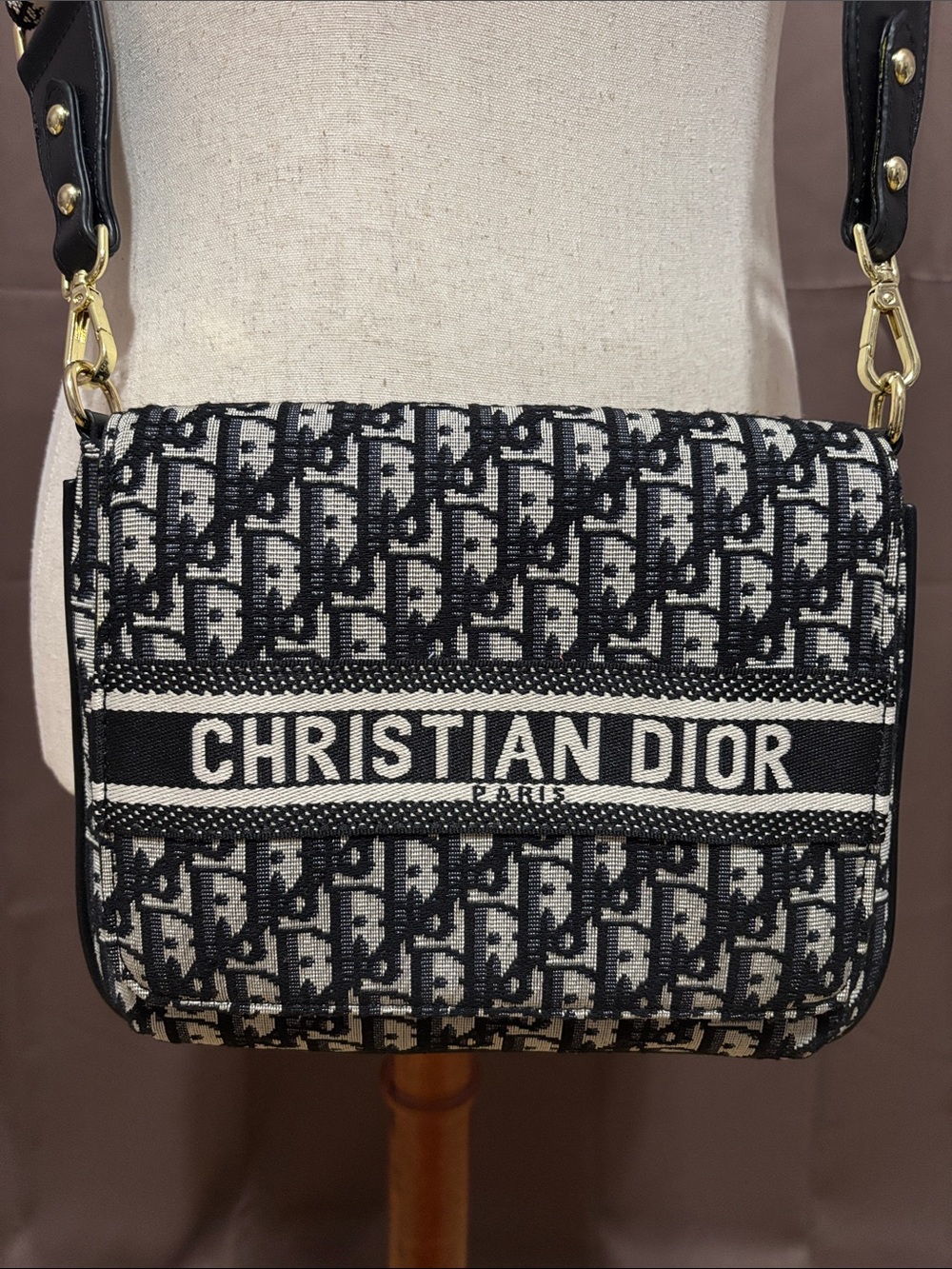 Designer Logo Black & White Saddle Bag